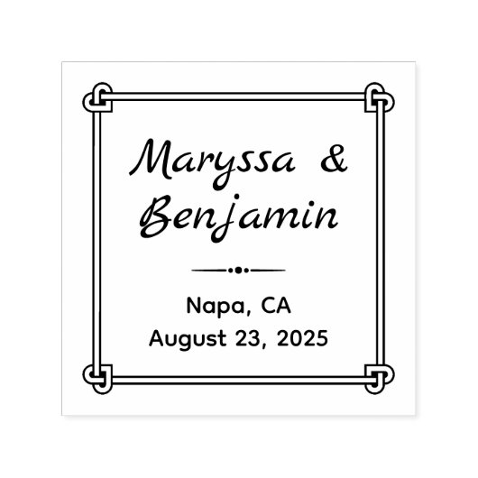 Corner Heart Shaped Knot Frame Wedding Permastempel (Design)