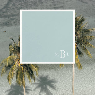 Corner Monogram Simple Modern Seafoam Cocktail Serviette
