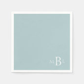 Corner Monogram Simple Modern Seafoam Cocktail Serviette (Vorderseite)