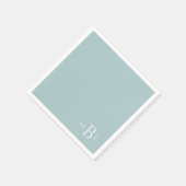Corner Monogram Simple Modern Seafoam Cocktail Serviette (Ecke)