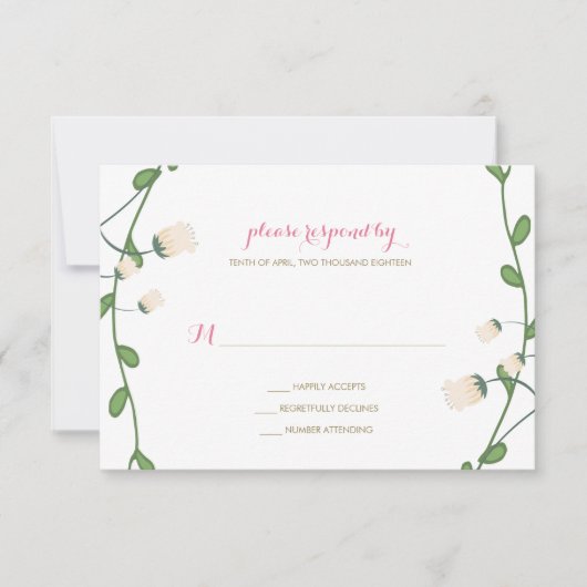 Corner Peony Wedding RSVP Karte (Vorderseite)