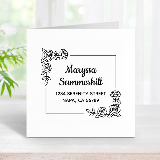Corner Rose Blume Bouquet-Adresse Gummistempel