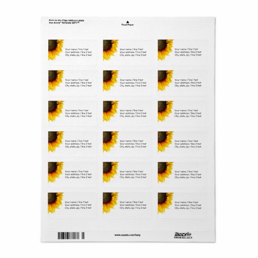 Corner Sunflower Address Labels Adressaufkleber (Vorne)
