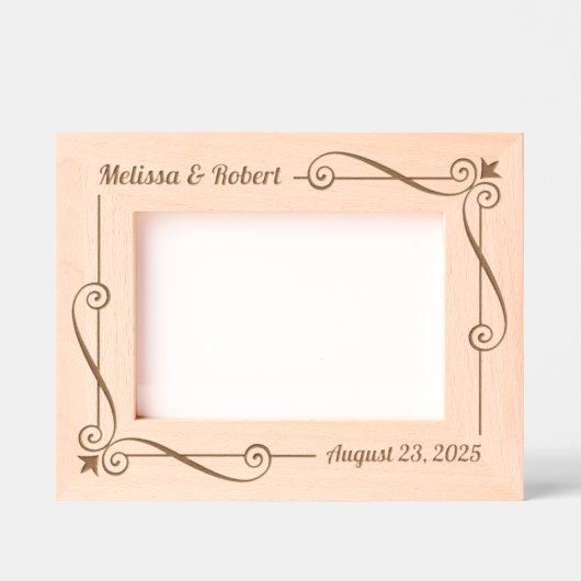 Corner Wirbel Frame Couple Wedding Jubiläum 7x5 Geätzte Rahmen (Vorderseite)