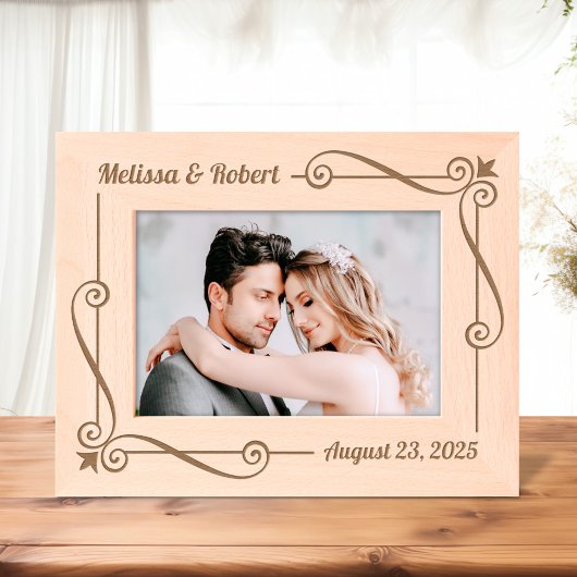 Corner Wirbel Frame Couple Wedding Jubiläum 7x5 Geätzte Rahmen