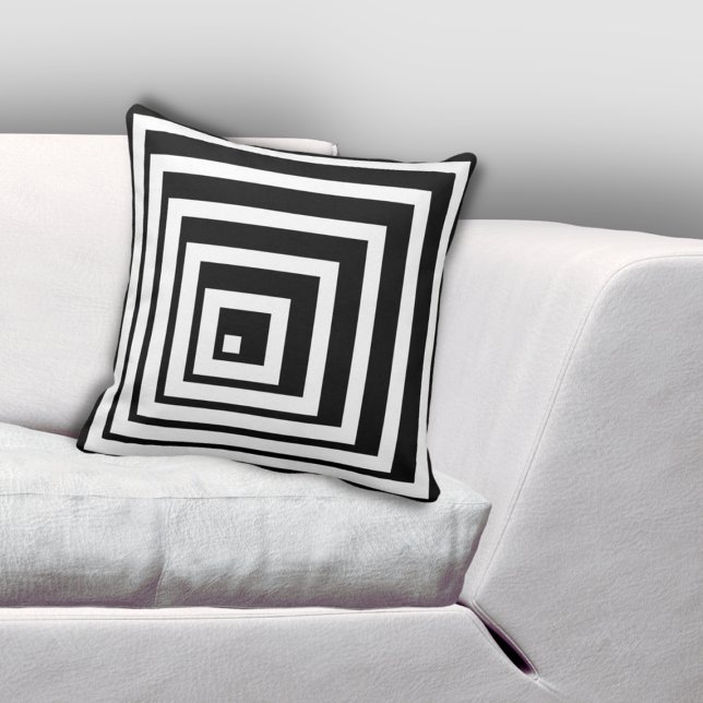 Cornered Black & White Light & Shadow Pattern Kissen (Cornered Black & White Light & Shadow Pattern Throw Pillow)