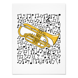 Cornet Musical Notes Cornetist Brass Musiker Fotodruck