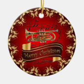 Cornet ~ Musical Scroll ~ Frohe Weihnachten ~ * ~ Keramik Ornament (Vorne)
