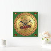 Cornet ~ Musical Scroll ~ "Frohe Weihnachten" Quadratische Wanduhr (Zuhause)