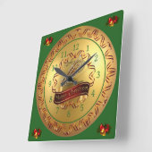 Cornet ~ Musical Scroll ~ "Frohe Weihnachten" Quadratische Wanduhr (Winkel)