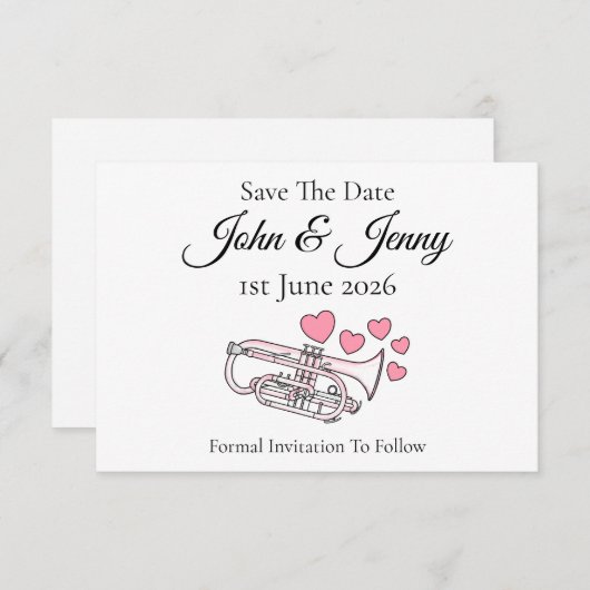 Cornet Musician Wedding speichern das Datum (Vorne/Hinten)