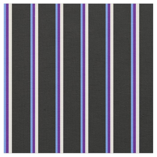 Cornfllower Blue, Indigo, Beige & Schwarz Stoff (Nahaufnahme)