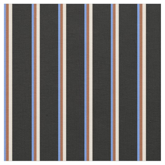 Cornfllower Blue, Sienna, Bisque & Black Colown Stoff (Nahaufnahme)
