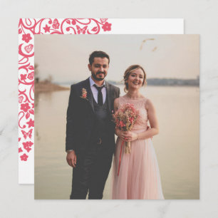 Cornfloral Pink Floral Butterfly Garden Square Fot Dankeskarte