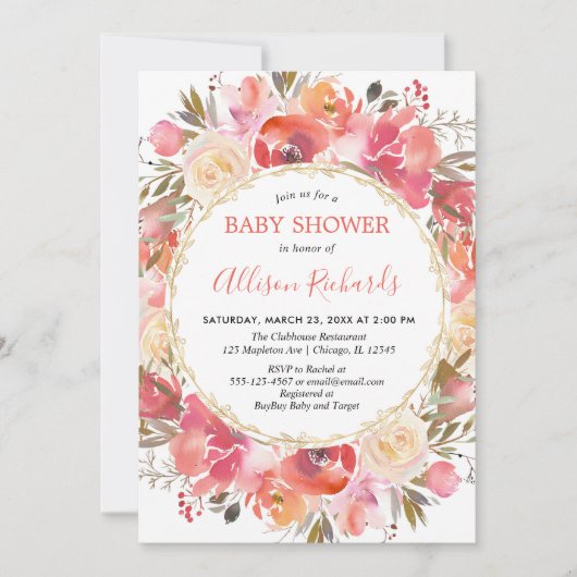 Cornfloralfarbene Wasserfarbendusche Einladung (Vorderseite)