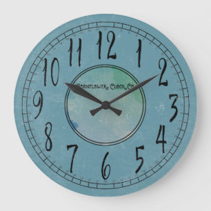Cornflower-Blau mit Verwitterung Große Wanduhr