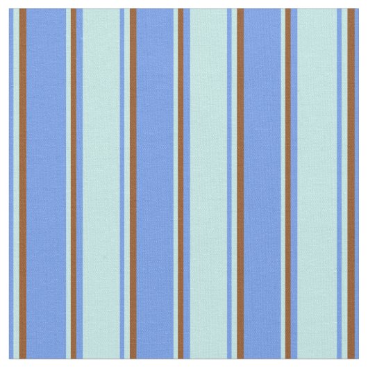 Cornflower Blau, Türkis und Braun farbige Linien Stoff (Nahaufnahme)