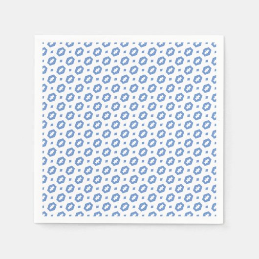Cornflower Blau und Weiß: Geometriana Serviette (Vorderseite)
