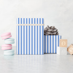 Cornflower Blau & Weiße Streifen Geschenkpapier