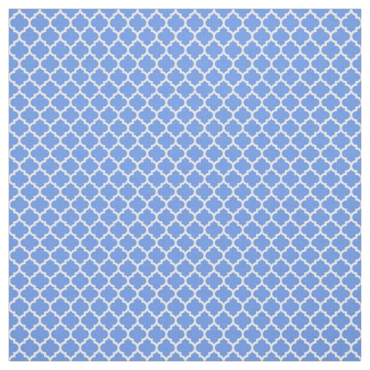 Cornflower Blau, weißes marokkanisches Quatrefolie Stoff (Muster)