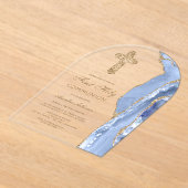 Cornflower Blue Agate First Communion Acryleinladungen (Ablage )