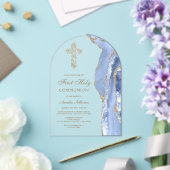 Cornflower Blue Agate First Communion Acryleinladungen (Insitu (Hochzeit))