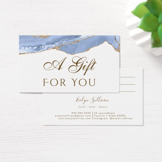 Cornflower Blue Agate Geschenkkarte (Schreibtisch)