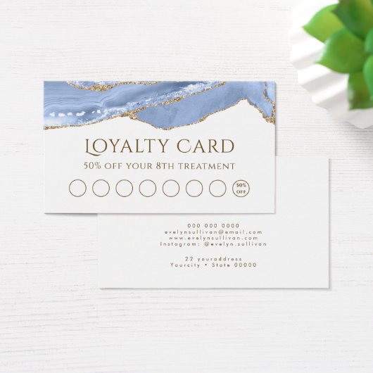 Cornflower Blue Agate Loyalty Card (Schreibtisch)