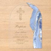 Cornflower Blue Agate Taufe Acryleinladungen (Vorderseite)