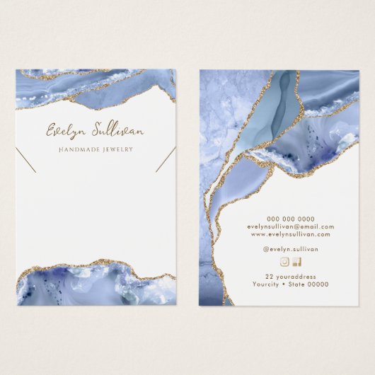 Cornflower Blue-Age-Halskette-Grafikkarte (Vorne & Hinten)