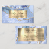 Cornflower Blue and Gold Agate Business Card Visitenkarte (Vorne/Hinten)