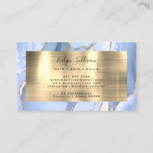 Cornflower Blue and Gold Agate Business Card Visitenkarte (Rückseite)