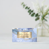 Cornflower Blue and Gold Agate Business Card Visitenkarte (Stehend Vorderseite)