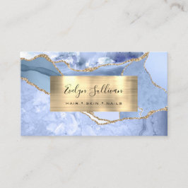Cornflower Blue and Gold Agate Business Card Visitenkarte