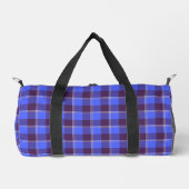 Cornflower Blue and Livid Brown Plaid Duffle Bag (Vorderseite)