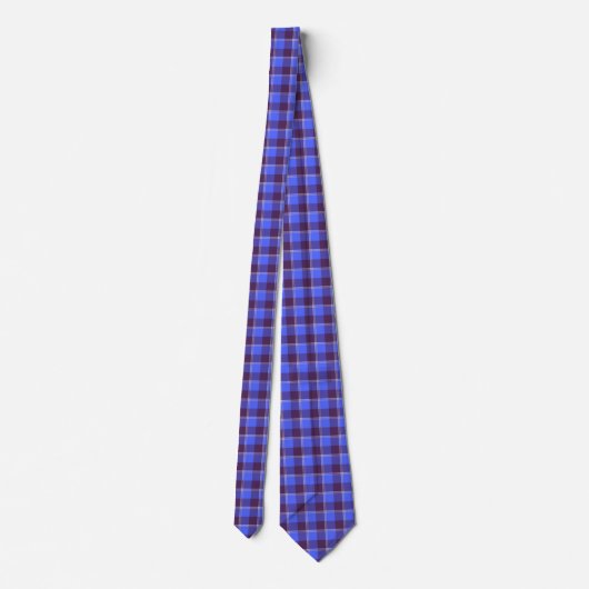 Cornflower Blue and Livid Brown Plaid Neck Tie Krawatte (Rückseite)