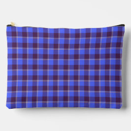Cornflower Blue and Livid Brown Plaid Zubehörtasche