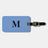 Cornflower Blue Black Monogram Initial Gift Bevorz Gepäckanhänger (Vorderseite horizontal)