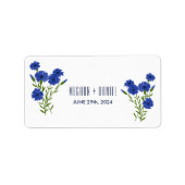 Cornflower Blue Botanical Wedding Adressaufkleber (Vorne)