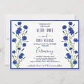 Cornflower Blue Botanical Wedding Einladung (Vorderseite)