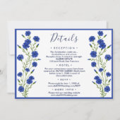 Cornflower Blue Botanical Wedding Einladung (Rückseite)
