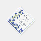 Cornflower Blue Botanical Wedding Serviette (Ecke)