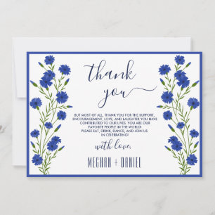Cornflower Blue Botanical Wedding Vielen Dank Einladung