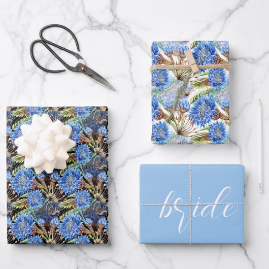 Cornflower Blue Bridal Wedding Geschenkpapier Set (Vorderseite)