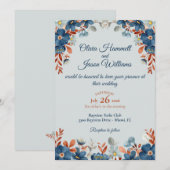 Cornflower Blue & Copper Wedding Einladung (Vorne/Hinten)