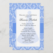 Cornflower Blue Damask Brautparty Einladung (Vorne/Hinten)