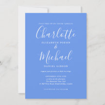 Cornflower Blue Elegant Signature Script Hochzeit