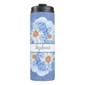 Cornflower Blue Floral Personalisiert Thermosbecher (Vorderseite)
