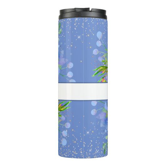 Cornflower Blue Floral Personalisiert Thermosbecher (Rückseite)