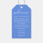 Cornflower Blue Gastgeschenk Hochzeit Begrüßungskö Geschenkanhänger (Rückseite)